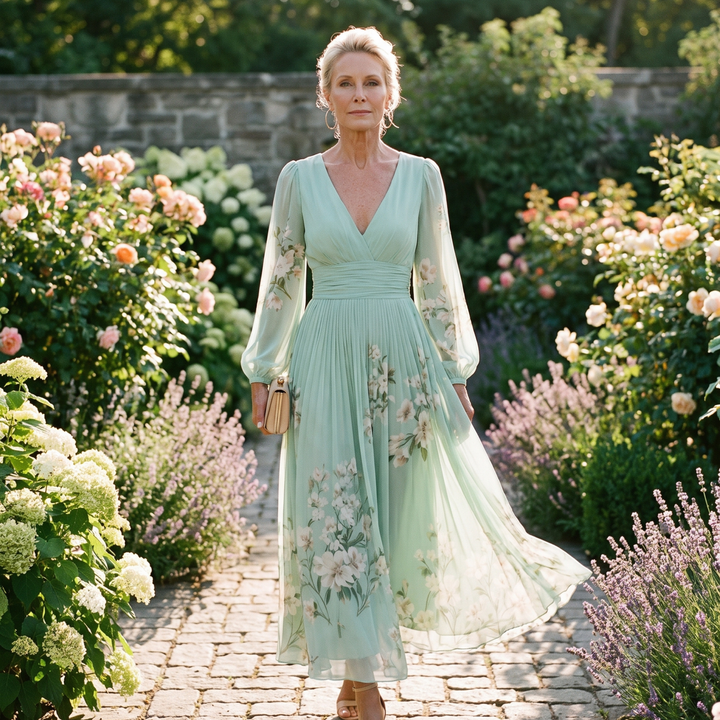 Mathilda™ - Floral Chiffon Midi Dress