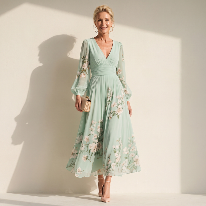 Mathilda™ - Floral Chiffon Midi Dress