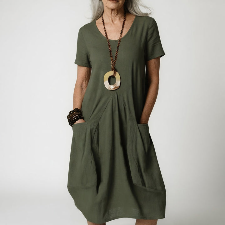 Céline™ — Flowing Elegance Dress with Enhanced Belly