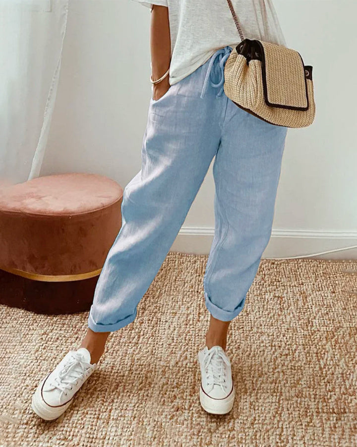Lucie™ — Fluid Pants in Cotton and Linen Blend