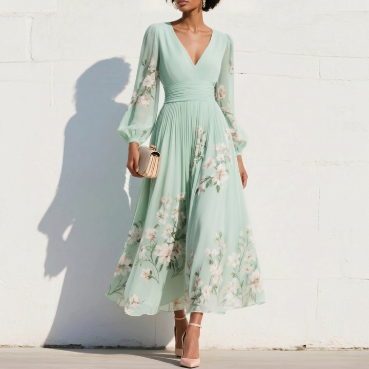 Mathilda - Floral Chiffon Midi Dress