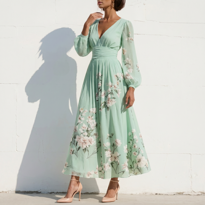 Mathilda - Floral Chiffon Midi Dress
