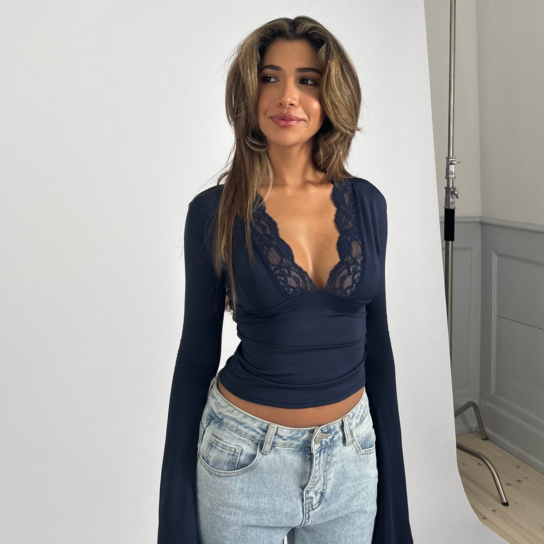 Pretty basic lace top - dark blue