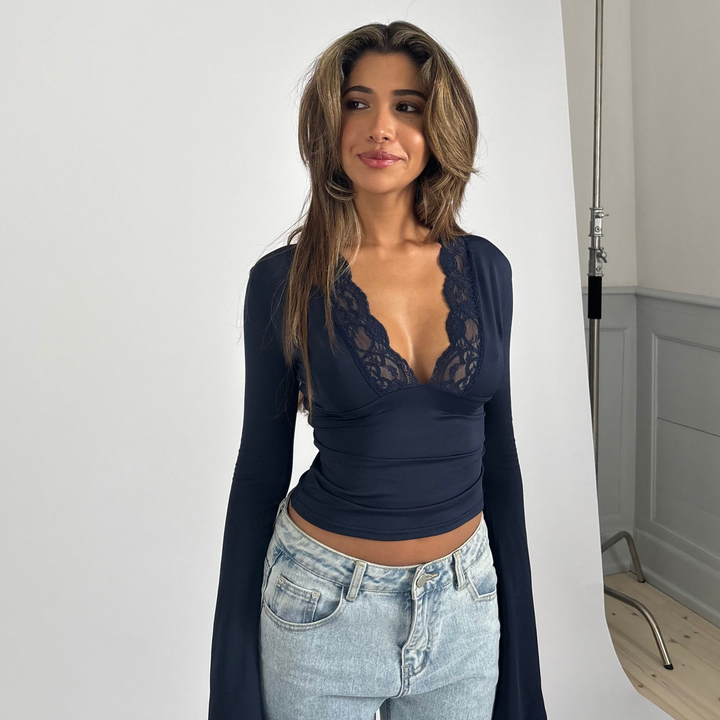 Pretty basic lace top - dark blue