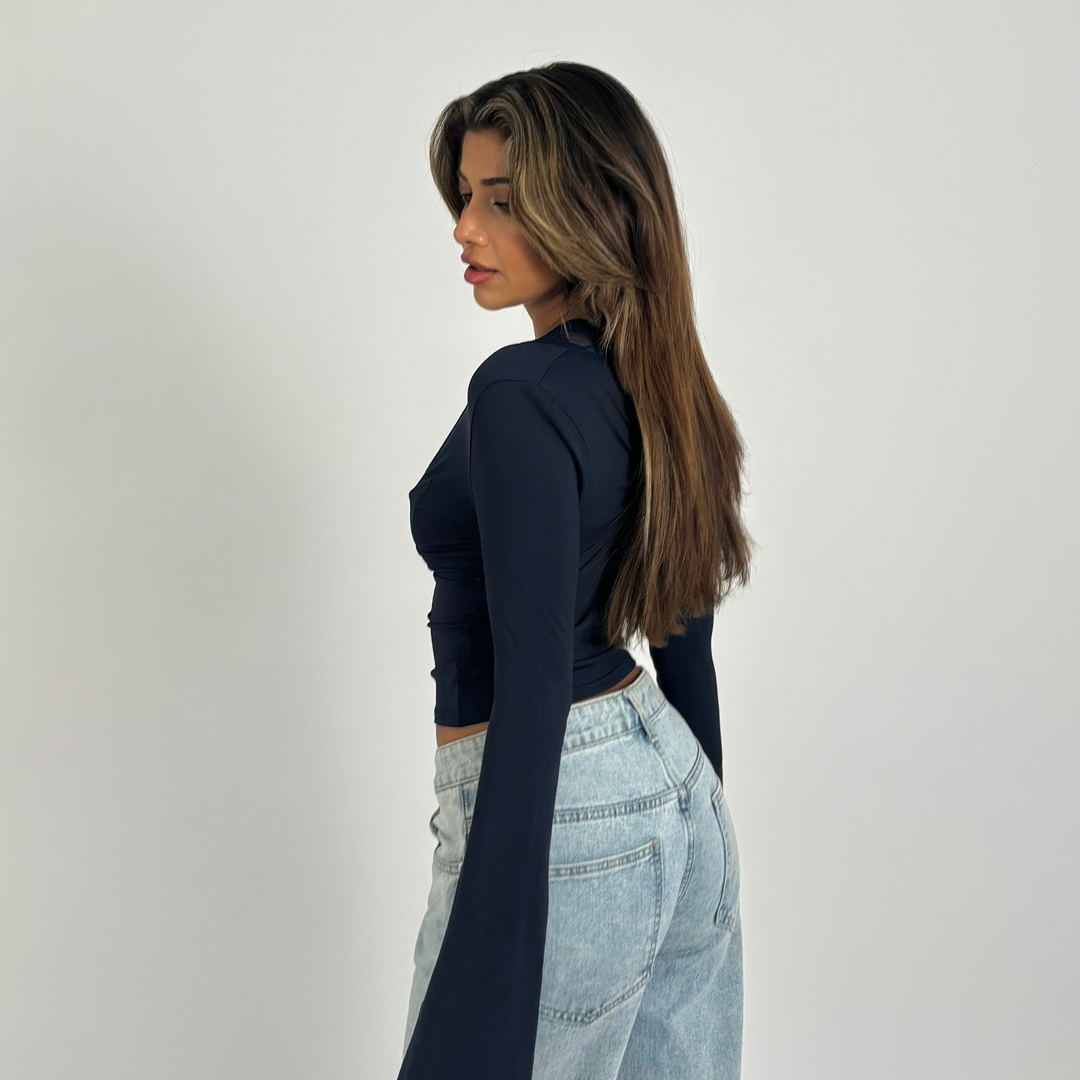Pretty basic lace top - dark blue