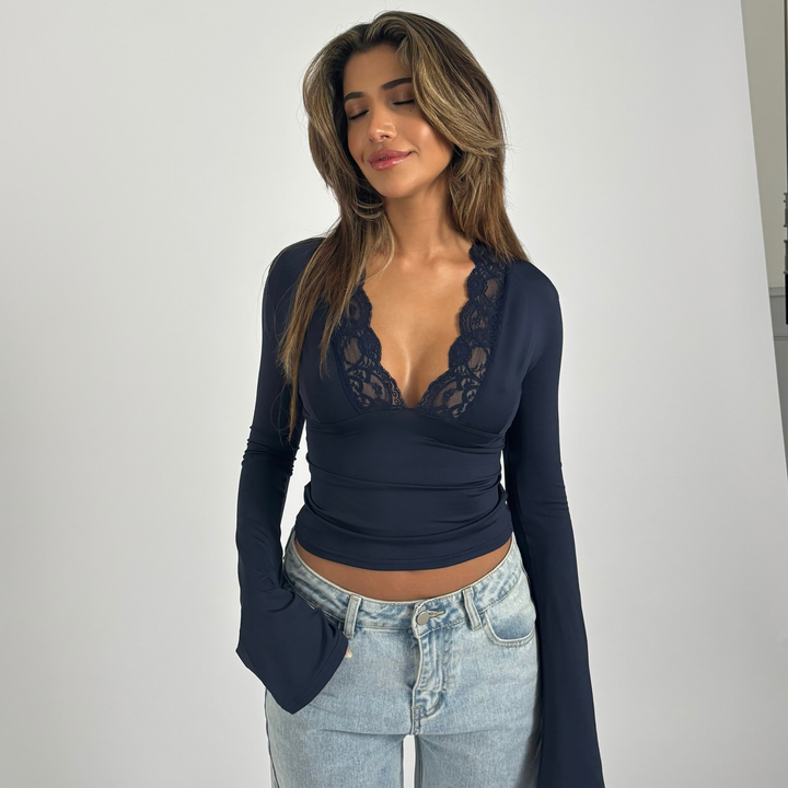 Pretty basic lace top - dark blue
