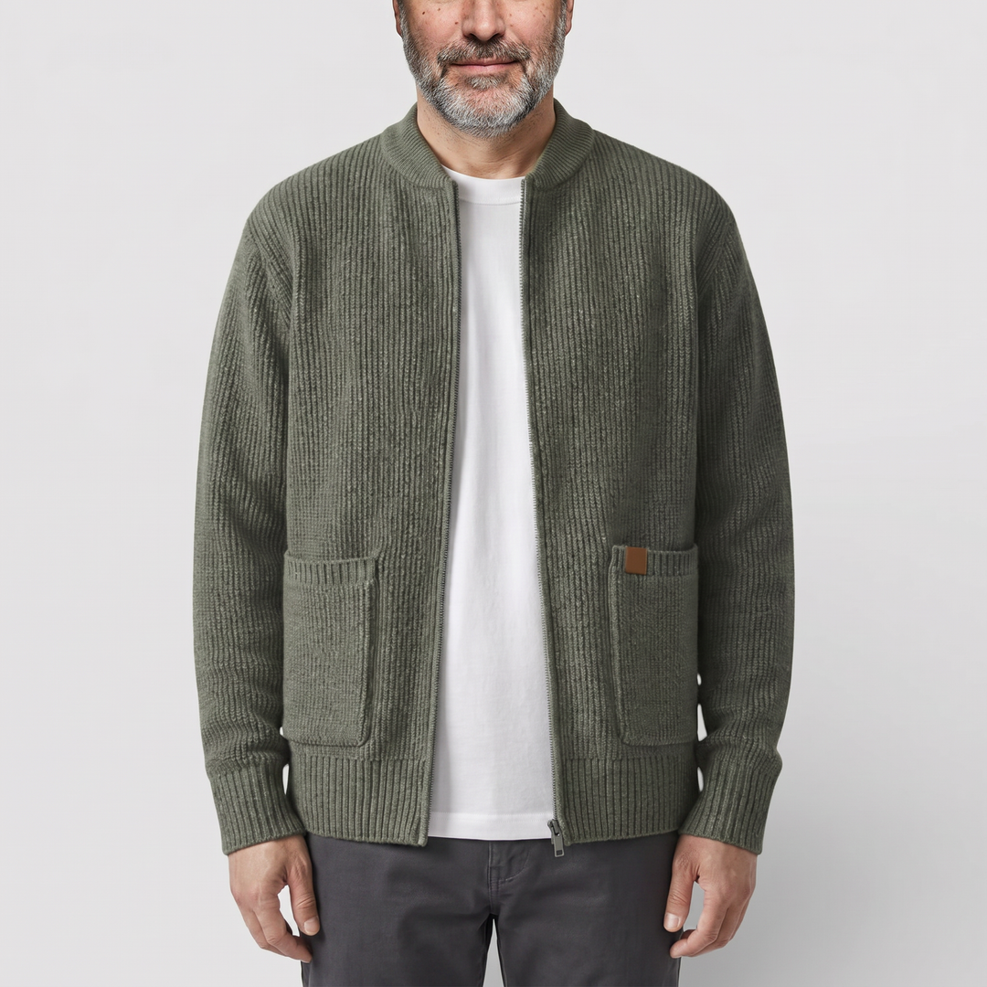 OSCAR Lightweight Ribbed Zip Cardigan