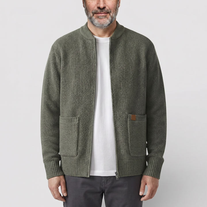 OSCAR Lightweight Ribbed Zip Cardigan