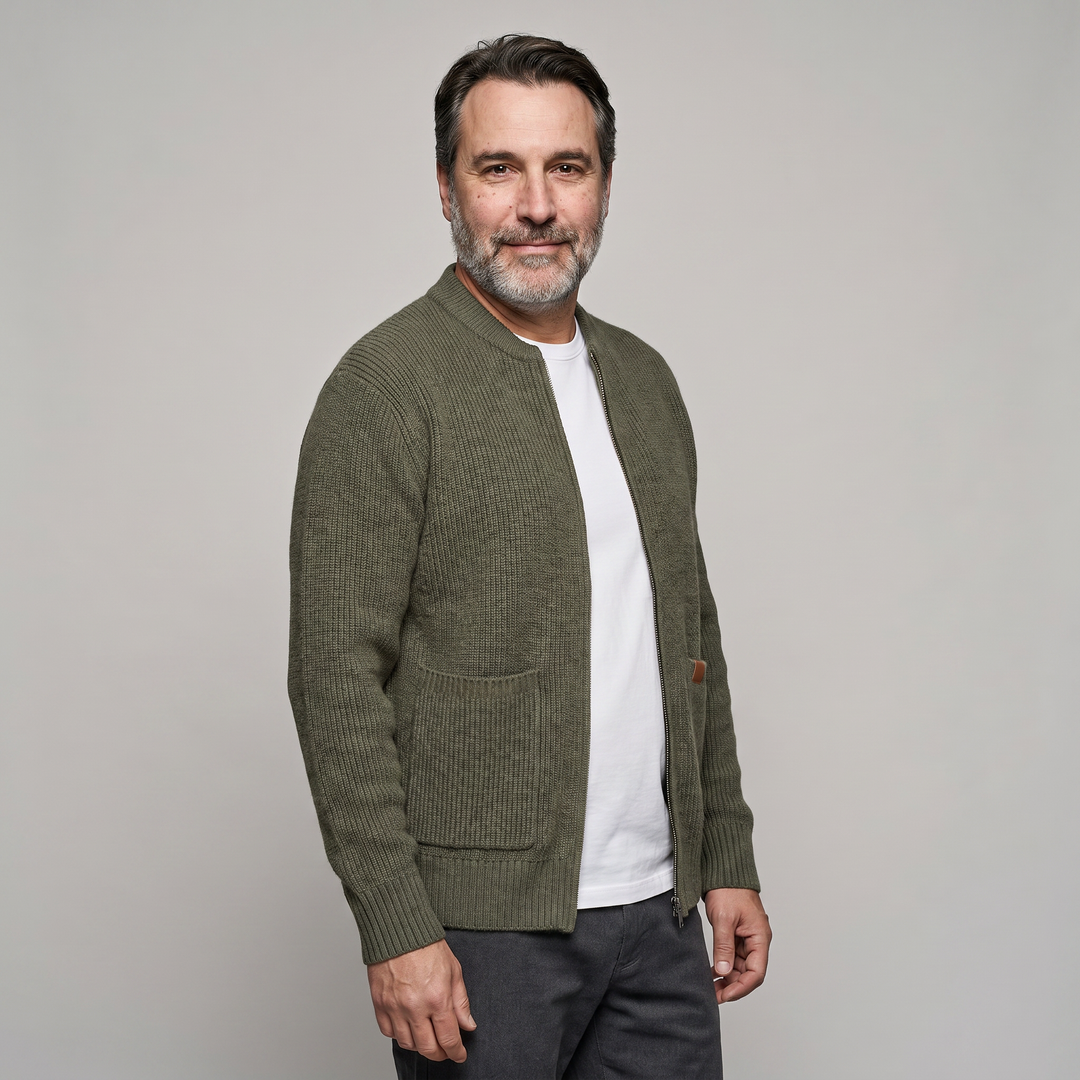 OSCAR Lightweight Ribbed Zip Cardigan