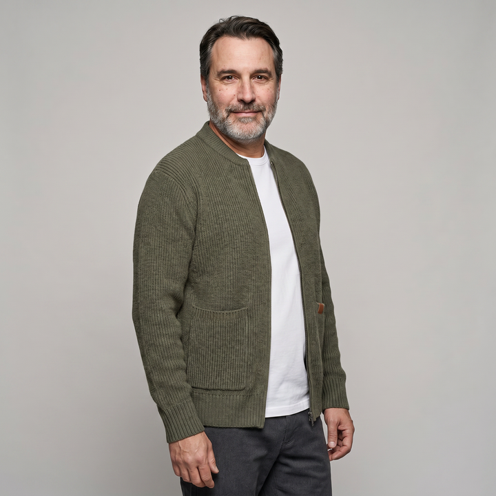 OSCAR Lightweight Ribbed Zip Cardigan