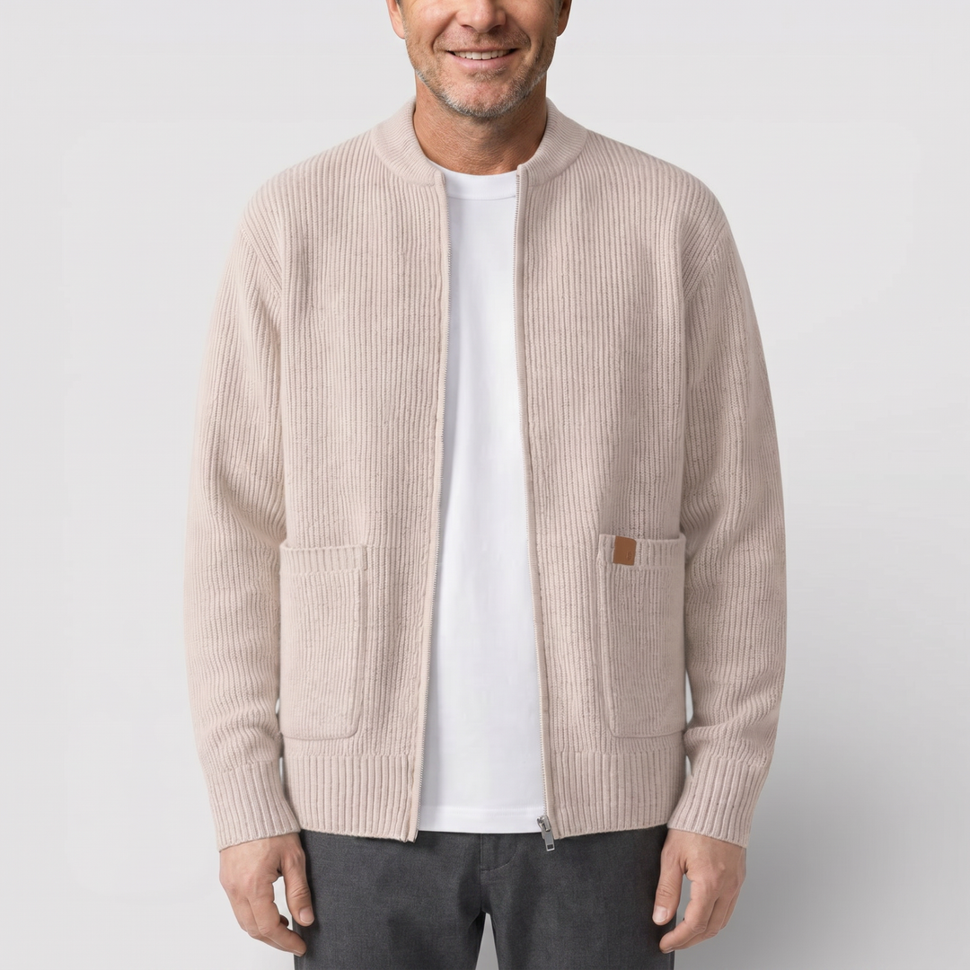OSCAR Lightweight Ribbed Zip Cardigan