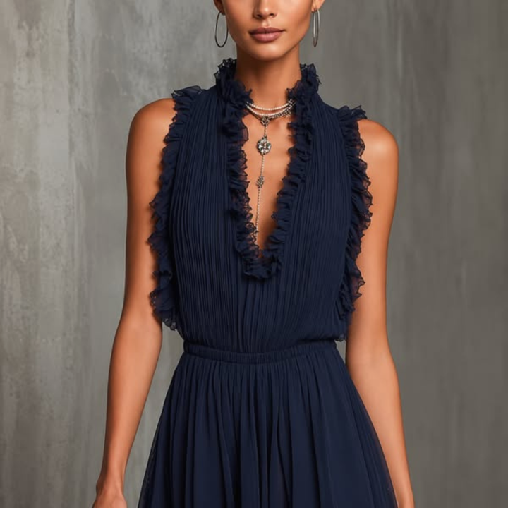 MAGGIE | Jumpsuit with Pleated Ruffle