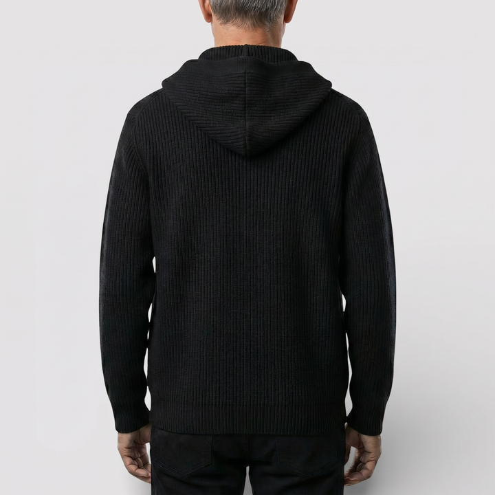 ARNO Ribbed Knit Hooded Cardigan
