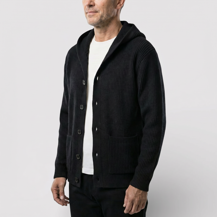 ARNO Ribbed Knit Hooded Cardigan