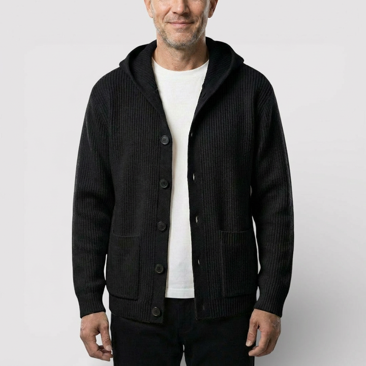 ARNO Ribbed Knit Hooded Cardigan