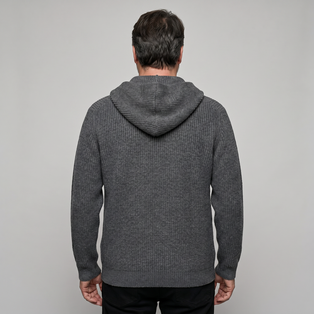 ARNO Ribbed Knit Hooded Cardigan