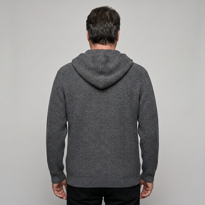 ARNO Ribbed Knit Hooded Cardigan