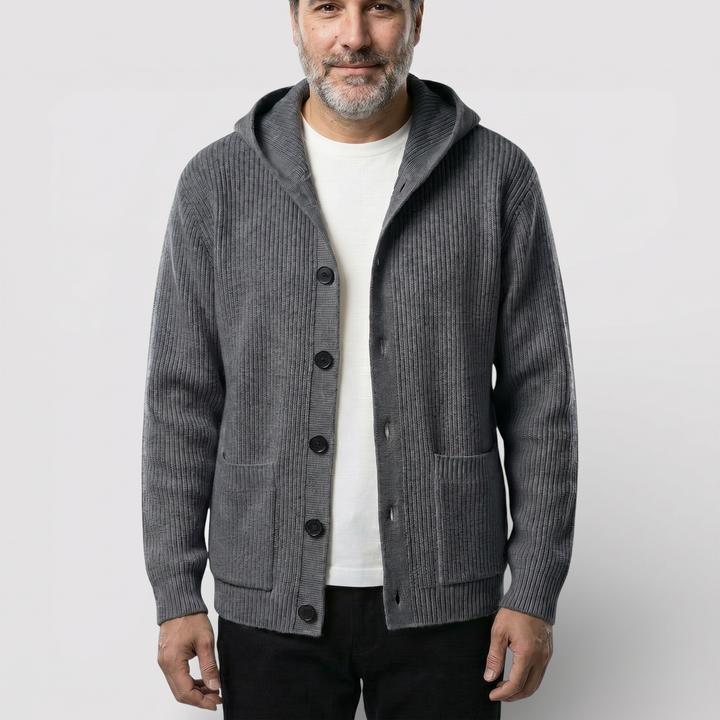 ARNO Ribbed Knit Hooded Cardigan