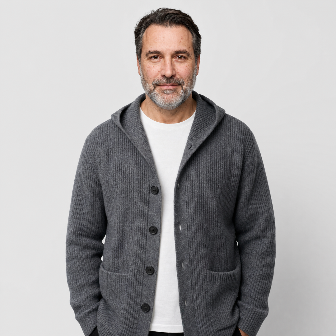 ARNO Ribbed Knit Hooded Cardigan