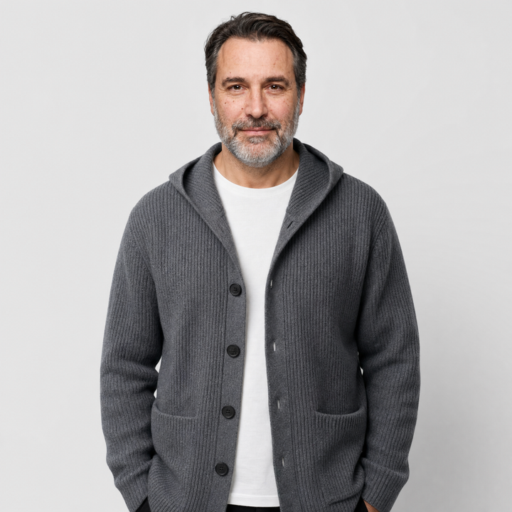 ARNO Ribbed Knit Hooded Cardigan