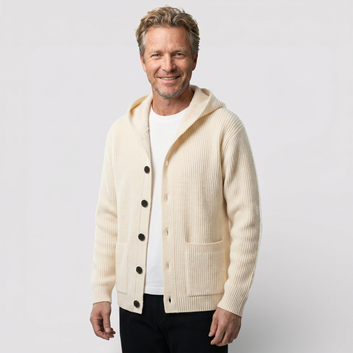ARNO Ribbed Knit Hooded Cardigan
