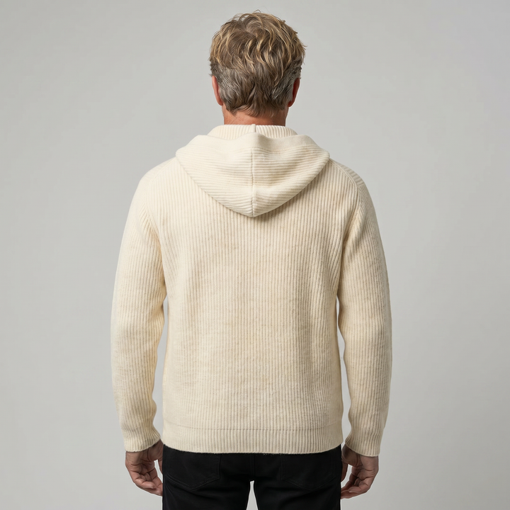ARNO Ribbed Knit Hooded Cardigan