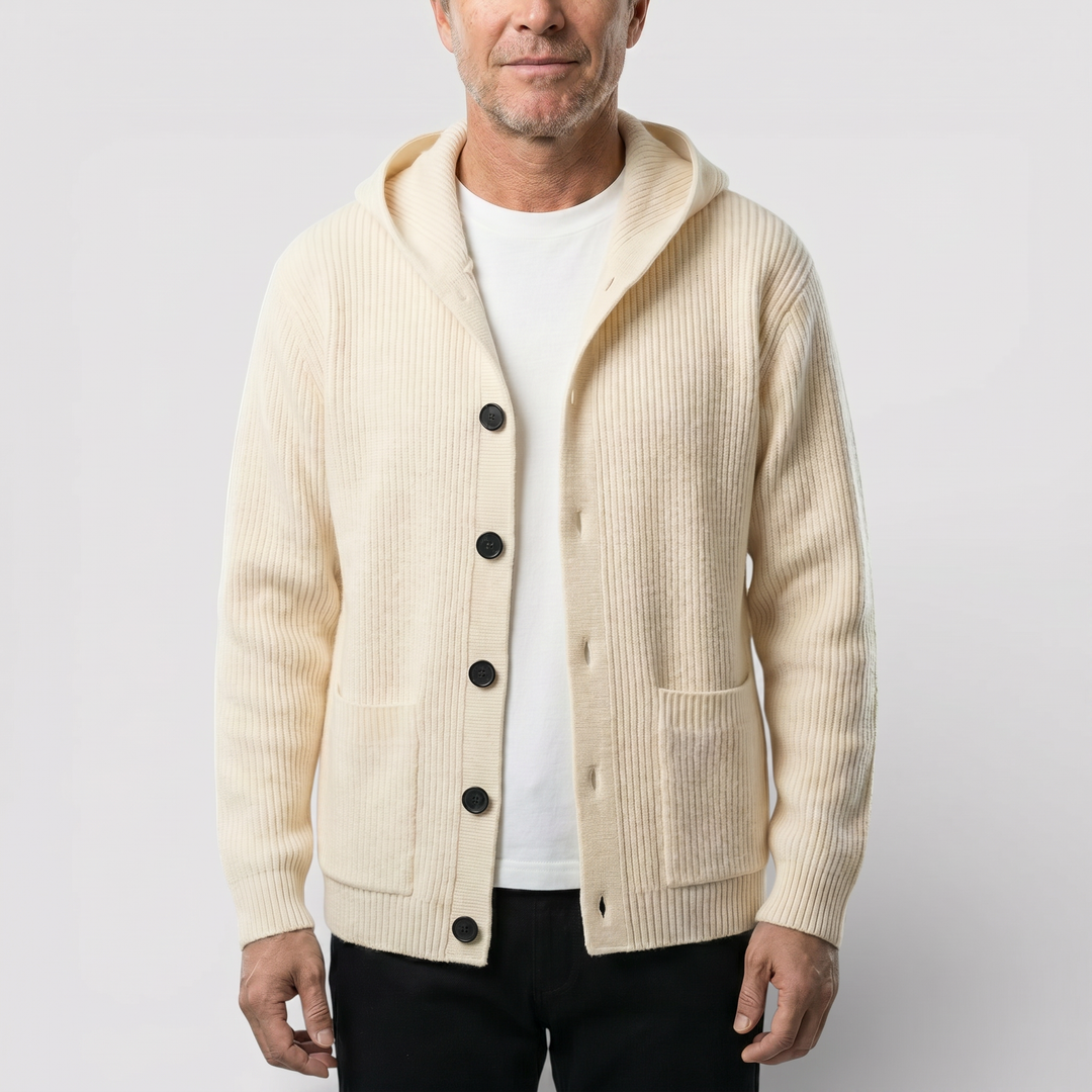 ARNO Ribbed Knit Hooded Cardigan