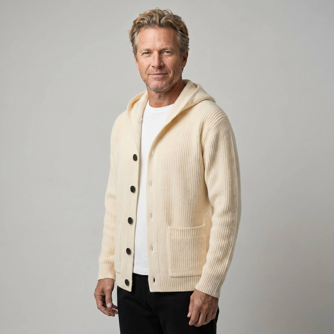 ARNO Ribbed Knit Hooded Cardigan
