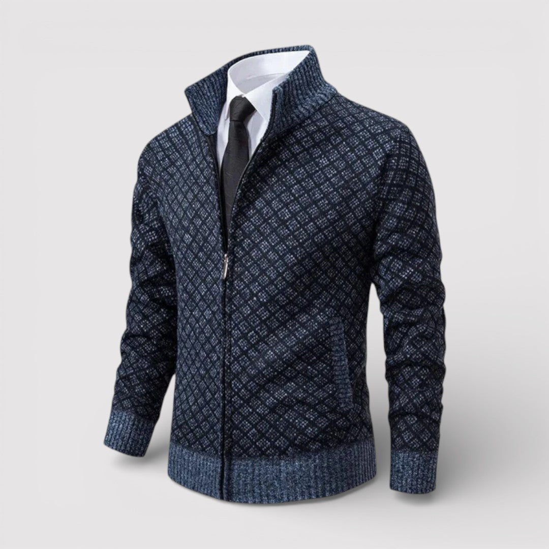 STIG All-Over Print Zip Knit Cardigan