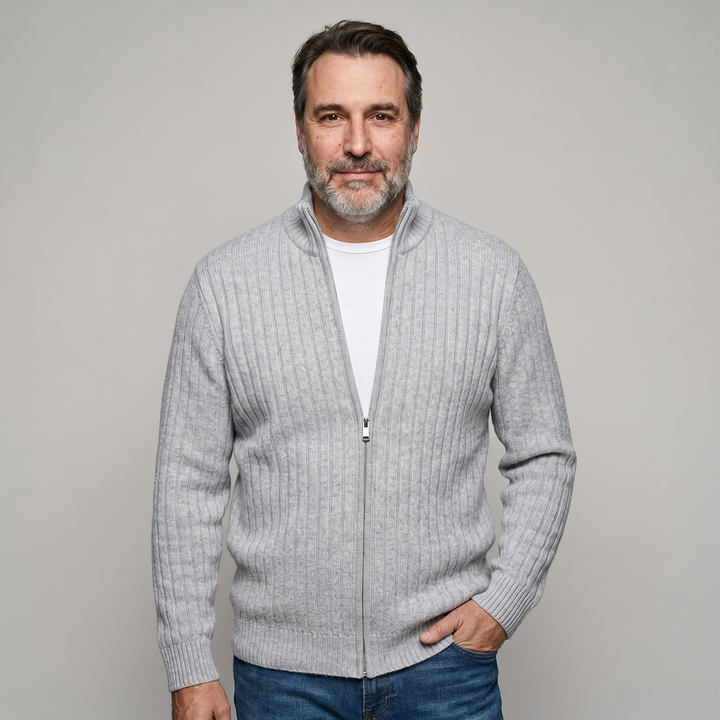 EDGAR Textured Ribbed Zip Cardigan