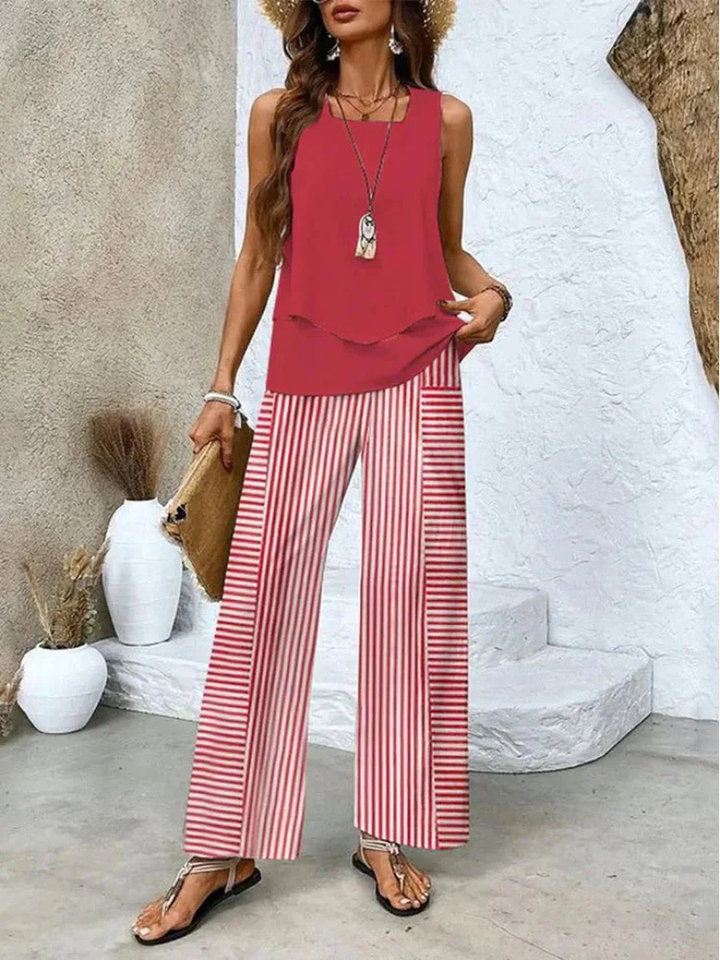 Ovelynra™ | Sleeveless Blouse & Wide-Leg Trousers