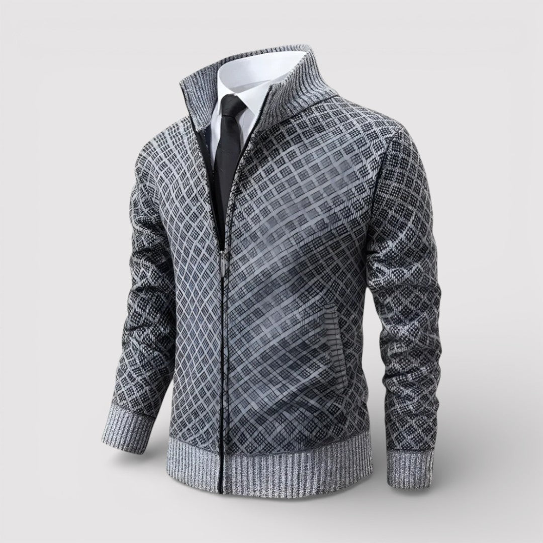 STIG All-Over Print Zip Knit Cardigan