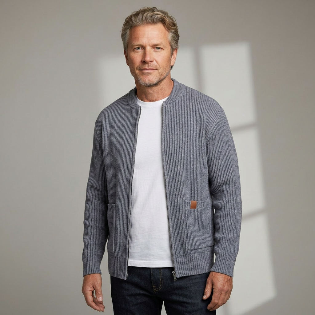 OSCAR Lightweight Ribbed Zip Cardigan