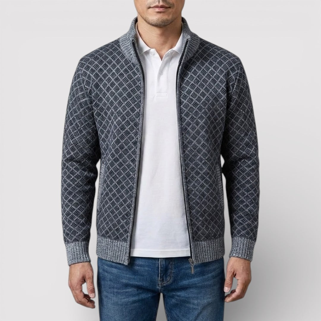 STIG All-Over Print Zip Knit Cardigan