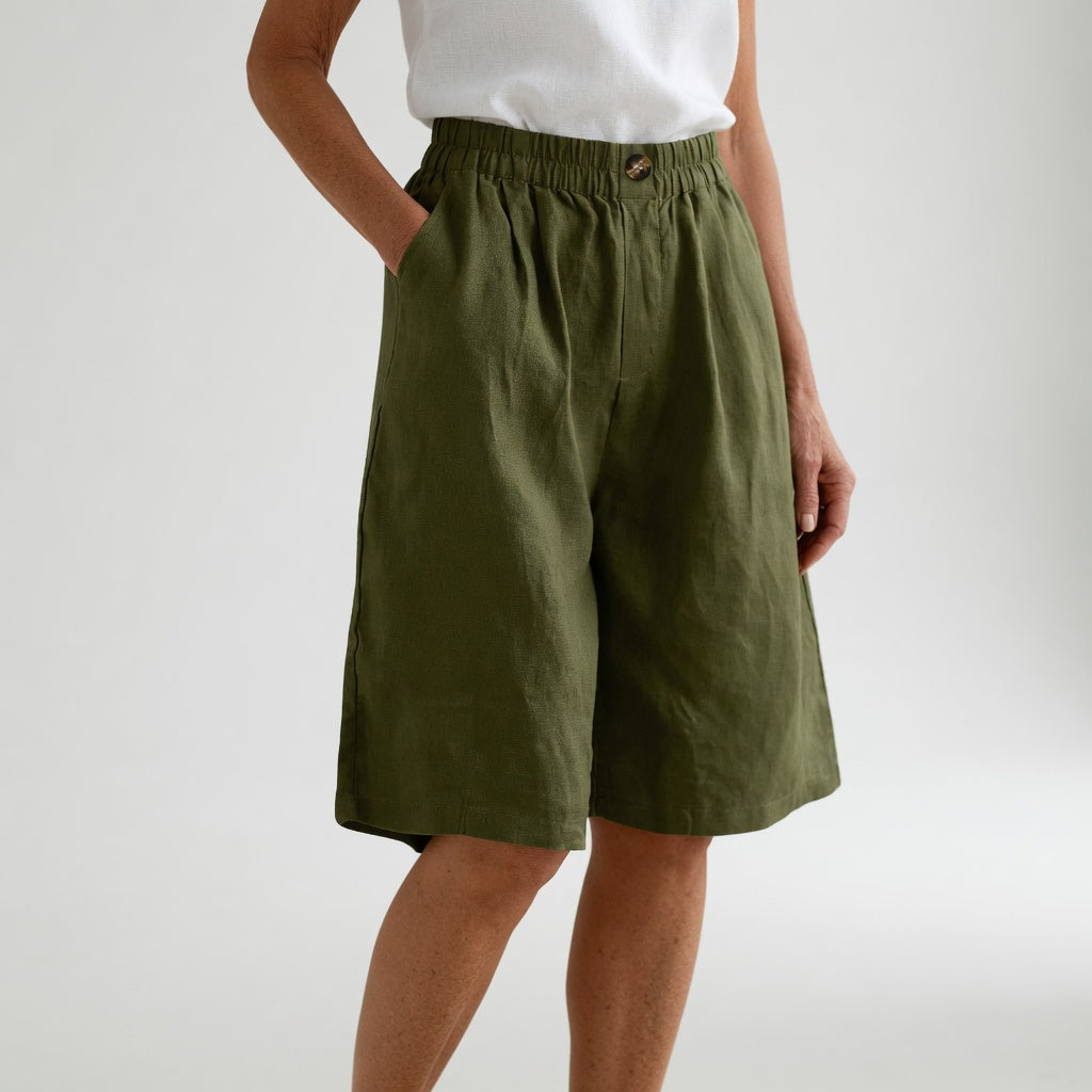 Wandeline™ — Wide Leg Elastic Waist Comfortable Summer Shorts Natural