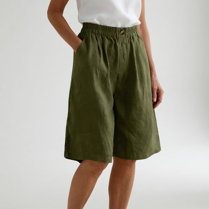 Wandeline™ — Wide Leg Elastic Waist Comfortable Summer Shorts Natural