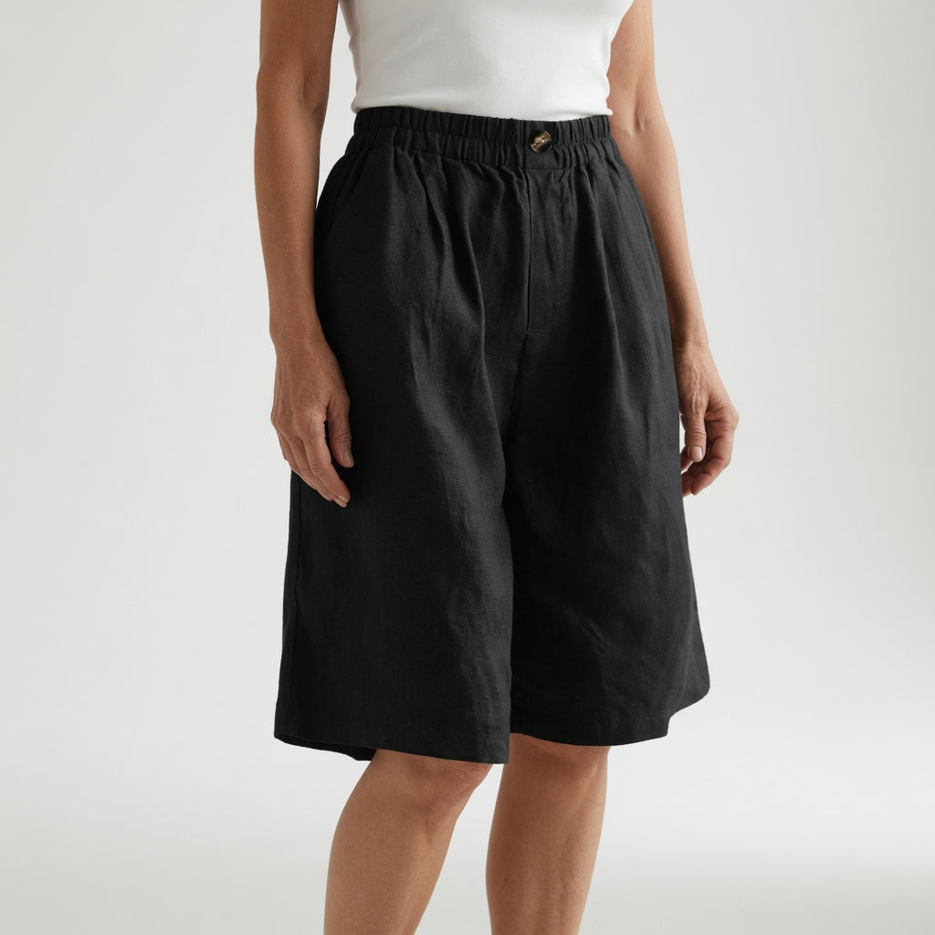 Wandeline™ — Wide Leg Elastic Waist Comfortable Summer Shorts Natural