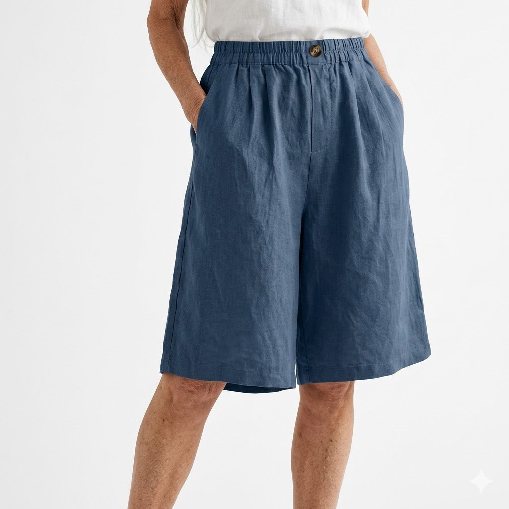 Wandeline™ — Wide Leg Elastic Waist Comfortable Summer Shorts Natural