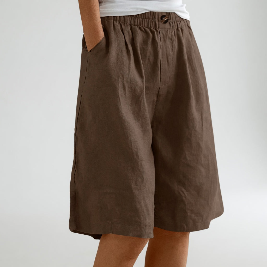 Wandeline™ — Wide Leg Elastic Waist Comfortable Summer Shorts Natural