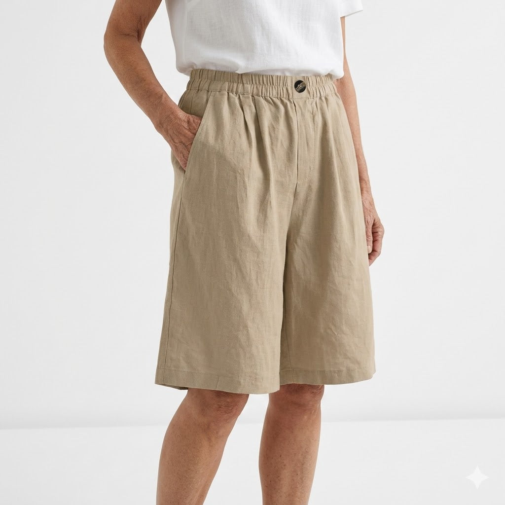 Wandeline™ — Wide Leg Elastic Waist Comfortable Summer Shorts Natural