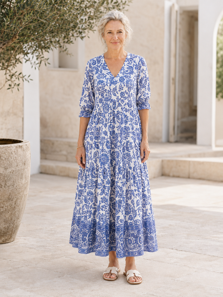 Ellie | Graceful V-Neck Floral Dress