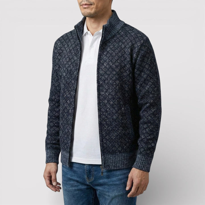 STIG All-Over Print Zip Knit Cardigan