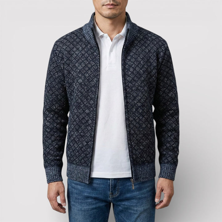 STIG All-Over Print Zip Knit Cardigan
