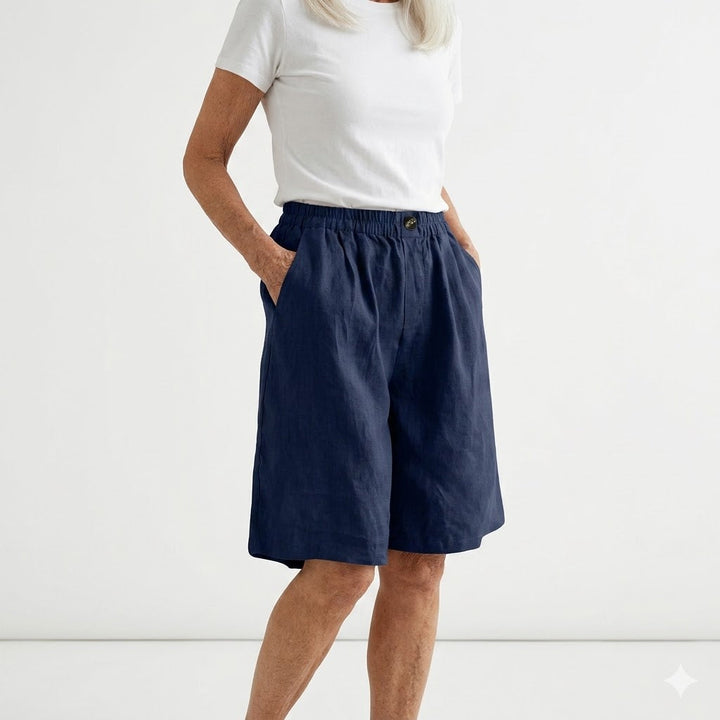 Wandeline™ — Wide Leg Elastic Waist Comfortable Summer Shorts Natural
