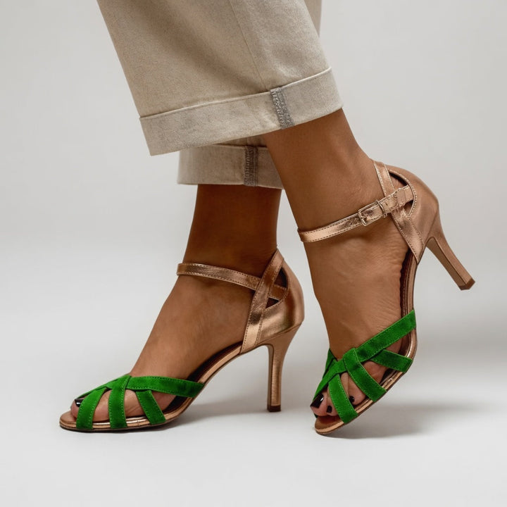 Amélia™ — Woven Sandal with Stiletto Heel, Feminine Retro Elegance