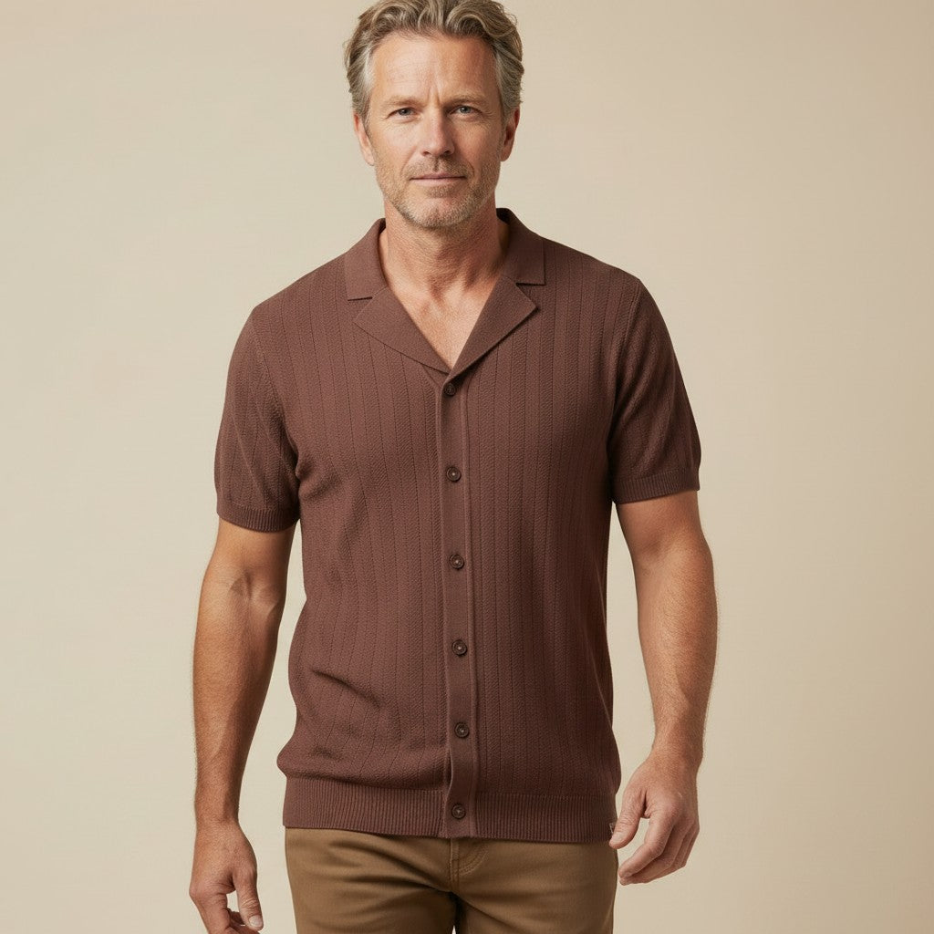 Portofino™ - Elegant Knit Shirt with Button Placket
