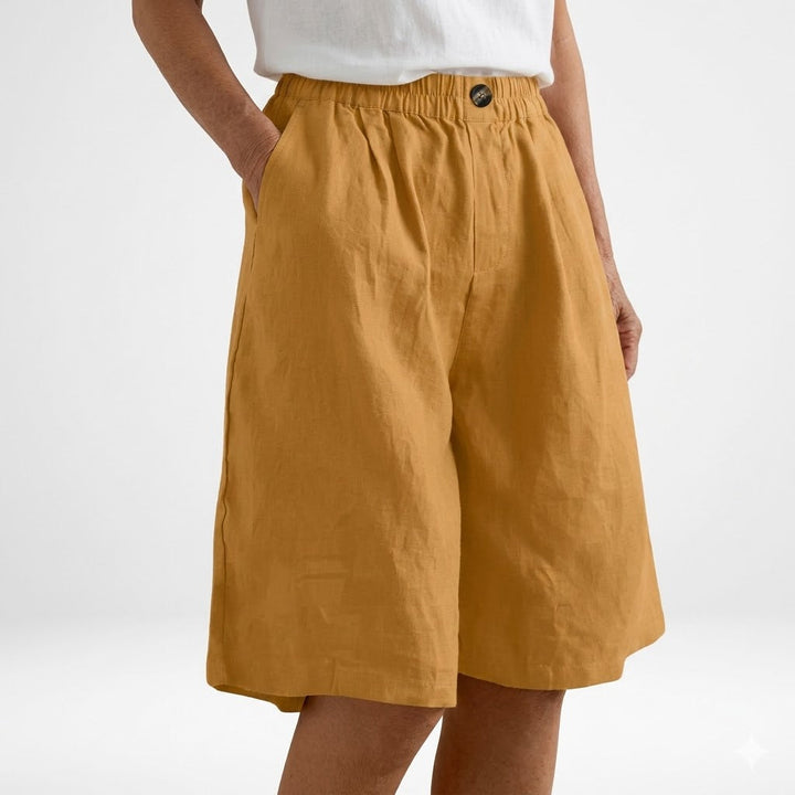 Wandeline™ — Wide Leg Elastic Waist Comfortable Summer Shorts Natural