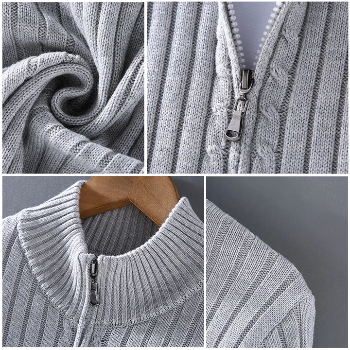 EDGAR Textured Ribbed Zip Cardigan