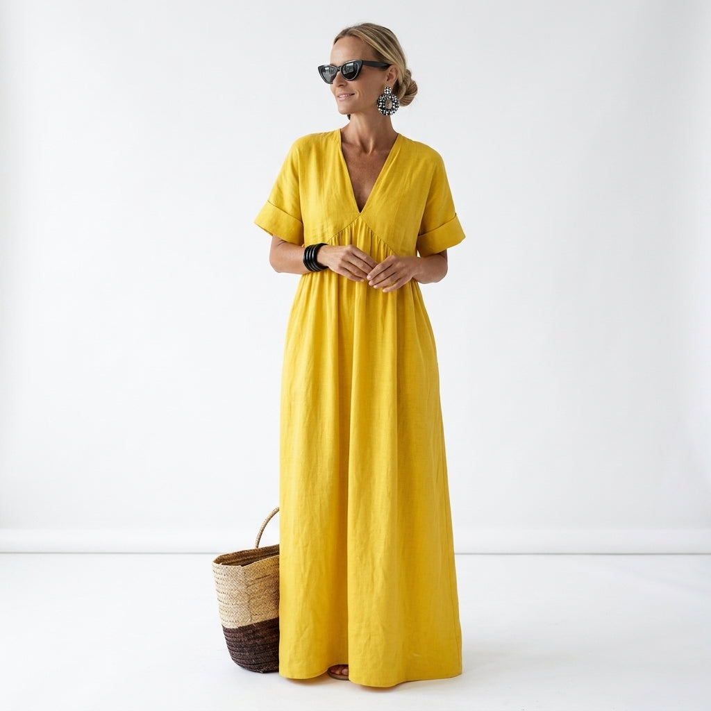 Azurine™ — Vibrant Flowing Mediterranean Maxi Dress