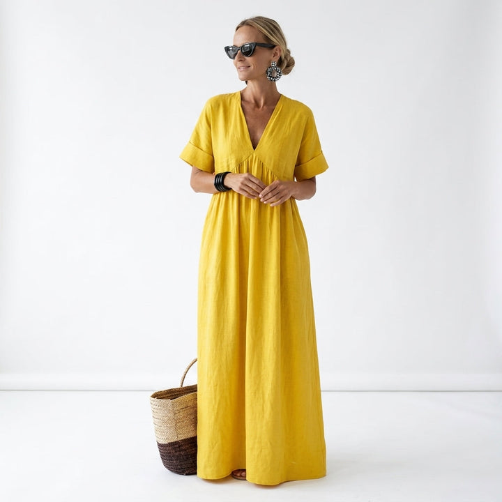Azurine™ — Vibrant Flowing Mediterranean Maxi Dress